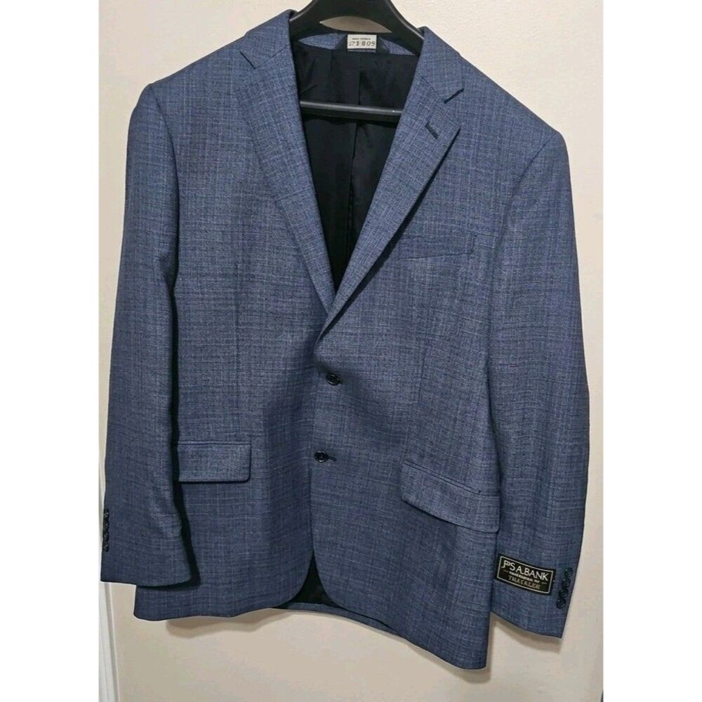 Jos. A. Bank Traveler Collection Suit Jacket 100% Wool Mid-Blue Size 42 Long